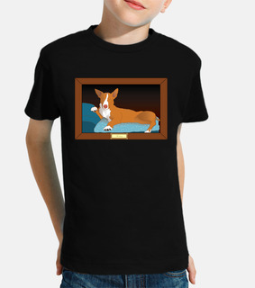podenco portrait child, short sleeve, black