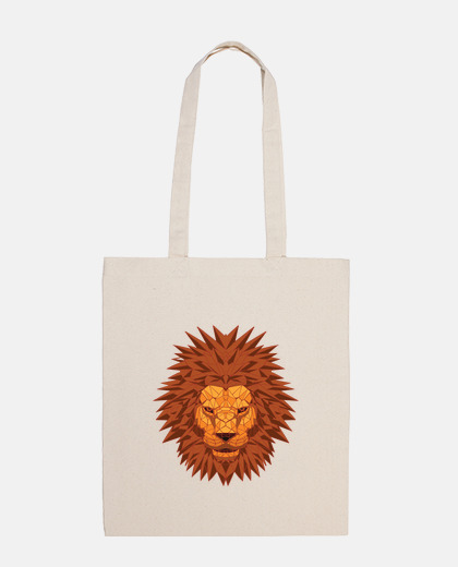 polygonal mane lion tote bag