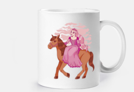 princesse en amazone sur son cheval, mug pour fille qui aime les princesses, 