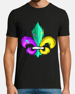 Purple Green and Golden Fleur De Lis