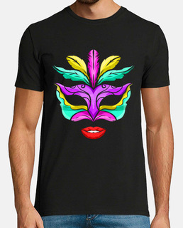 Purple Green And Golden Mask With Red