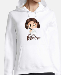 rebel-woman, hooded sweater, white