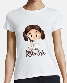 Rebelde-Mujer, manga corta, blanca, calidad premium