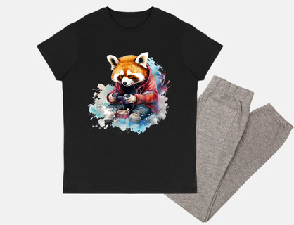 red panda brown gamer geek funny night sleep