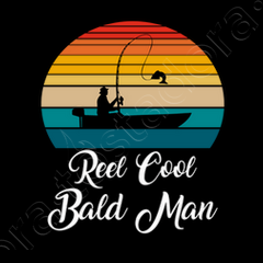 Reel cool bald man fishing gifts kids t-shirt