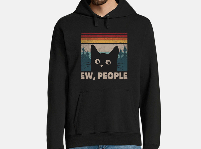 Felpa retro ew persone gatto nero divertente