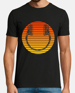 Retro Sunrise Smiley Headphones Music