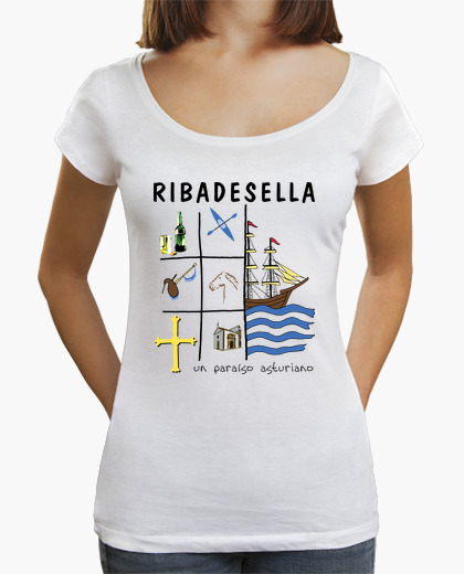Ribadesella - Camiseta de chica de escote...