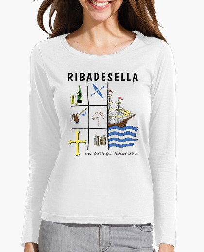 Ribadesella - Camiseta de chica de manga...