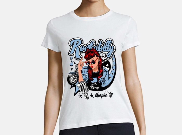 Rockabilly t shirt sexy pin up girl biker rock. tostadora