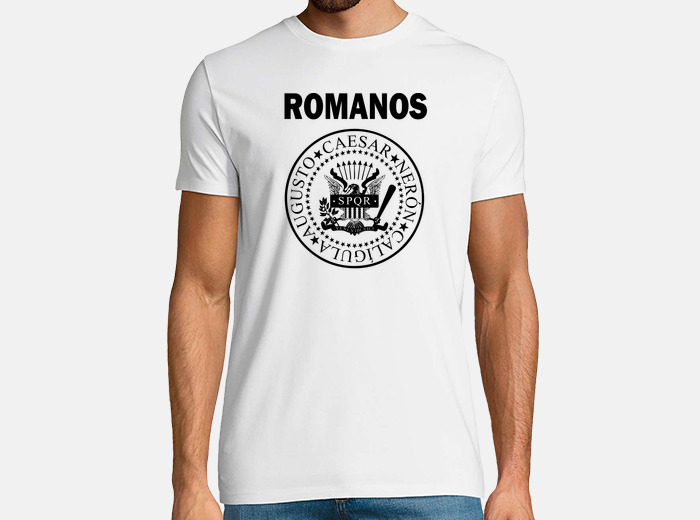 Camiseta romanos y ramones hombre blanca laTostadora