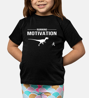 running motivation running, chased by a dinosaur
