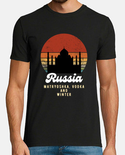 Russia matryoshka vodka winter funny text retro sunset