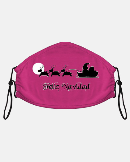 Mascarilla de Santa volando con Rudolph para adultos