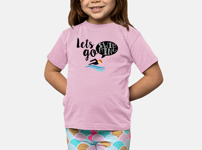 Shirt girl lets go swimming kids t shirt tostadora