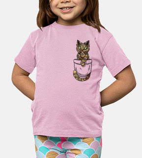 simpatico gatto tartarugato tascabile - camicia per bambini