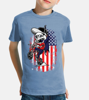 Skull Riding BMX Bike USA American Flag