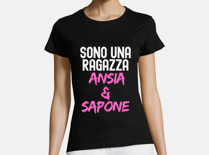 T shirt con outlet scritta ansia