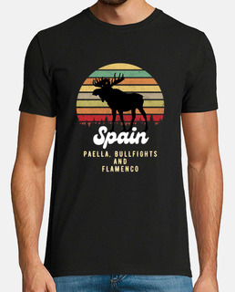 Spain paella bullfights flamenco funny text retro sunset