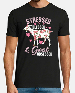 Stressed Blessed And Goat Obsessed Goats Lover Goat Mama Shirt Floral Farm Animals Women Grandma Gif