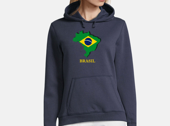 Sudadera brasil woman mapa 3d bandera nombre
