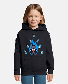 Sudadera de niño Un yokai rodeado de fuego azul