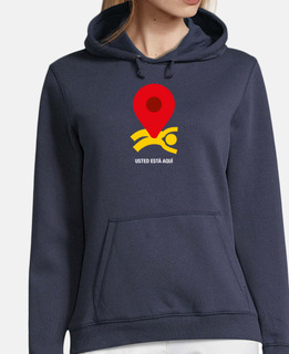 Sudadera mujer Usted está aquí. Colores oscuros.