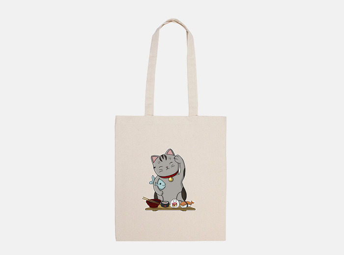Sushi cat fabric 100 cotton bag tostadora