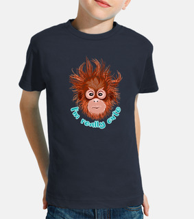 t- t-shirt basic per bambini orangutan blu scuro 001 carino