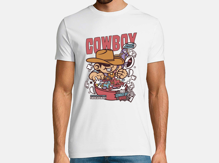 T shirt cartoni animati cowboy cereali wester. tostadora