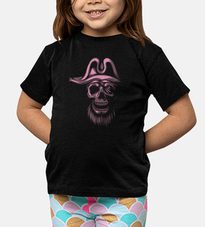 t-shirt - skull piratas rosa