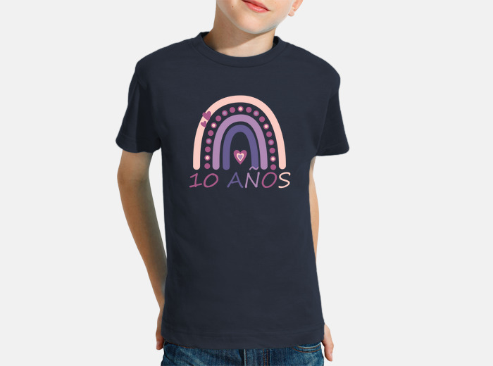 Vetements Enfant T Shirt A Manches Courtes Anniversaire Fille 10 Ans Avec Arc En Ciel Rose Tostadora Fr