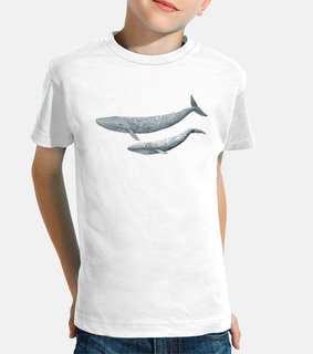 t-shirt bambino blu balena (balaenoptera musculus)