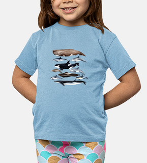 t-shirt bambino e ragazza balene, capodogli e delfini