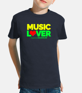 t-shirt bambino lover della musica disegnata da djramonlanit