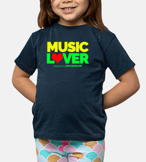 t-shirt bambino lover della musica disegnata da djramonlanit