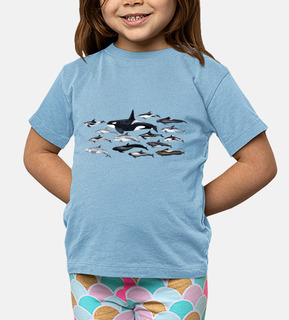 t-shirt bambino orche, delfini e blackfish