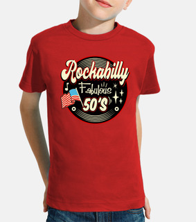 t-shirt bambino vintage anni &#39;50 con bandiera americana rockabilly music anni &#39;50