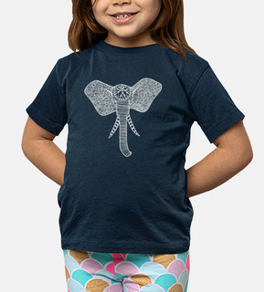 t-shirt bianca con elefante frontale, ragazza