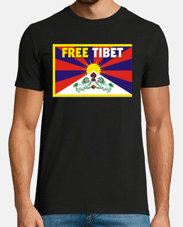 t-shirt black manga unisex short - free tibet