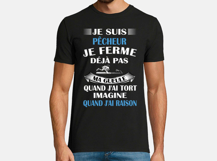 Cadeau Humour Pêcheur Homme, Pêche du Bar, T-shirt Pêcheur Drôle