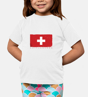 t-shirt con bandiera bambino del tifoso della squadra e amore nazionale, svizzera vintage gru