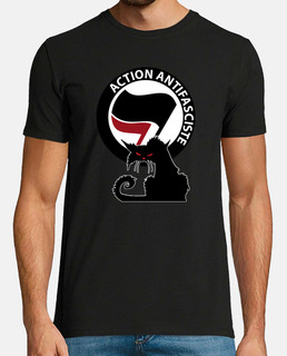 t-shirt da uomo - cat antifa rossa