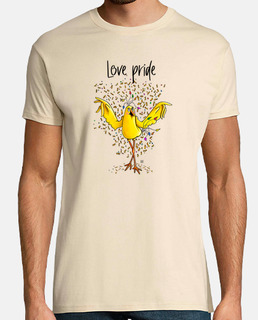 t-shirt de base oiseau de fierté d&#39; love avec des confettis