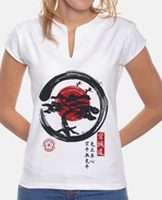 T-shirt donna, colletto alla coreana