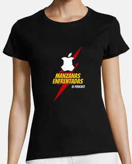 t-shirt face aux pommes pour femme manche courte couleur noir