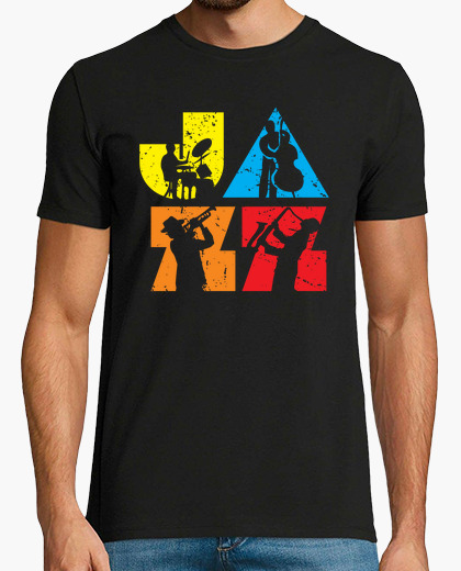 T-shirt logotipo moderno colorato di jazz