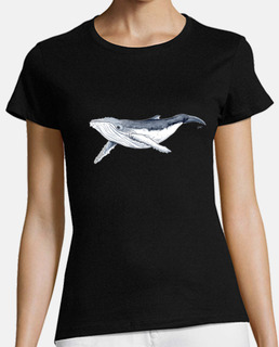 t-shirt neonato balena yubarta - donna, manica corta, nero, qualità premium