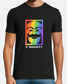 t-shirt noir h - f société mr robot lgbt flag rainbow