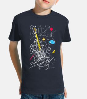 t-shirt per bambini con chitarra elettrica